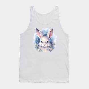 Bunny Christmas floral watercolor Tank Top